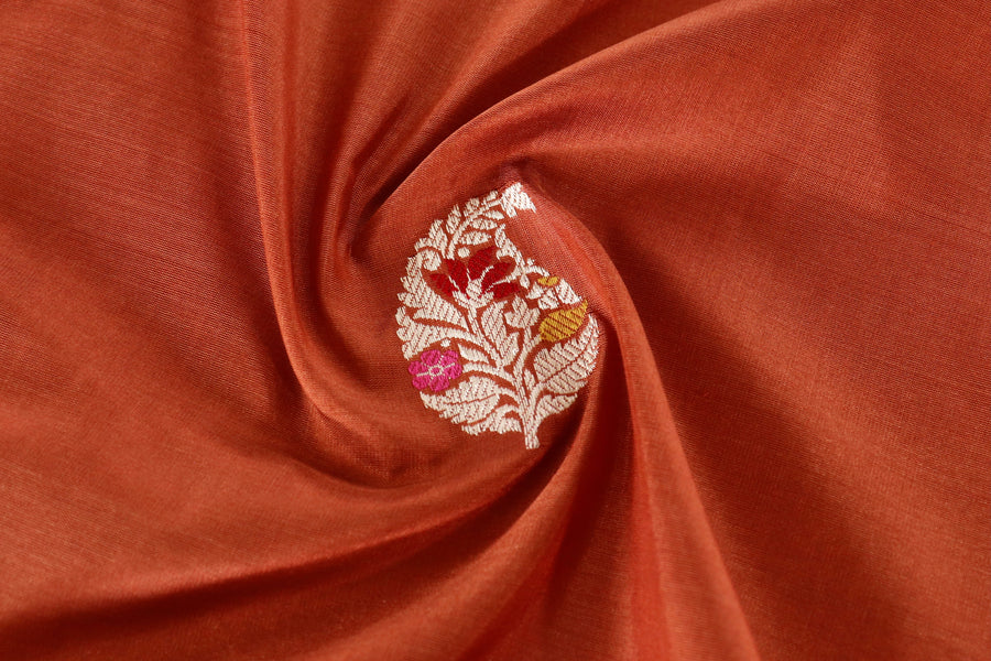 Rust Kairy Pure Silk Handloom Banarasi Saree