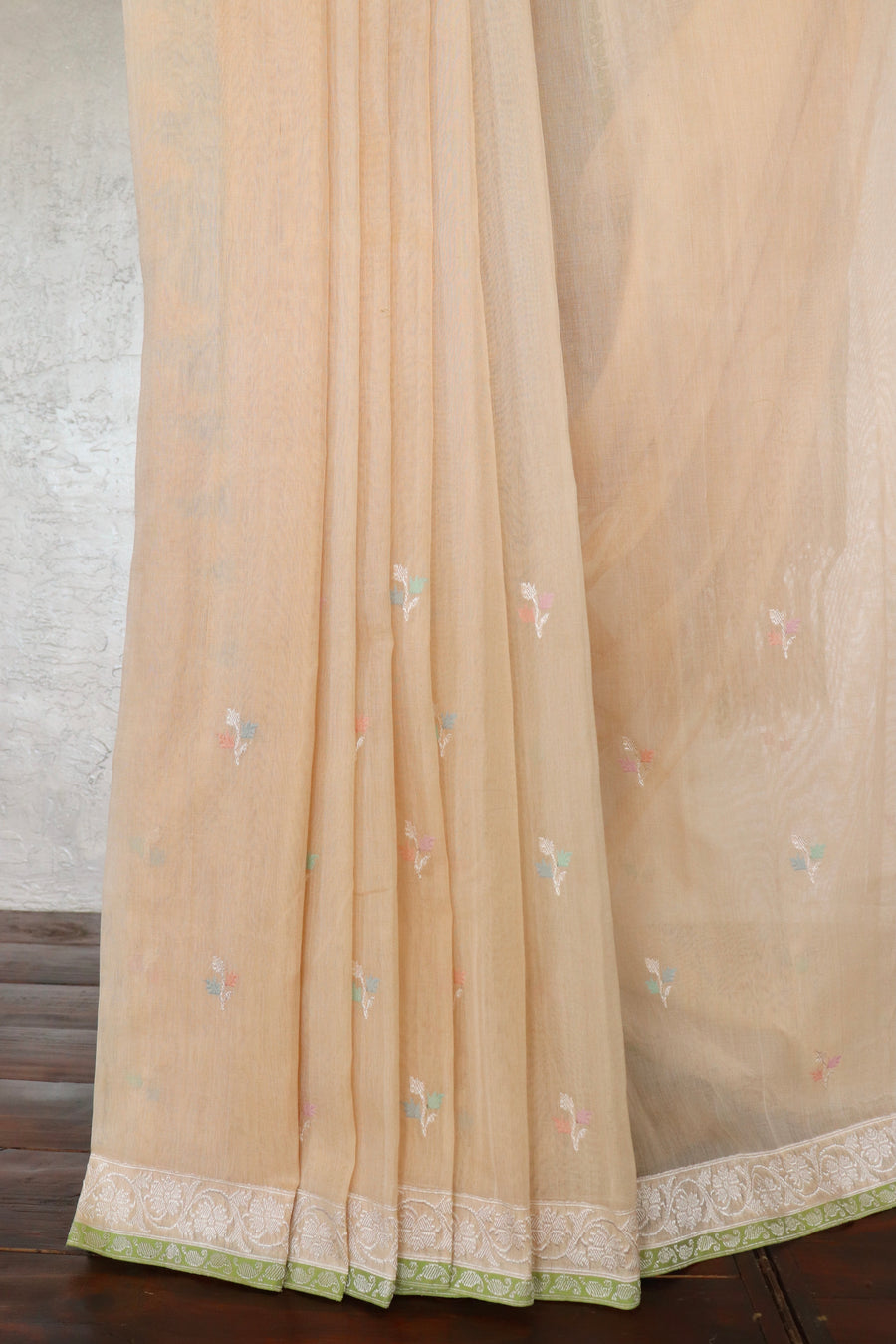 Cream Cotton Kadhua Motif Banarasi Handloom Saree