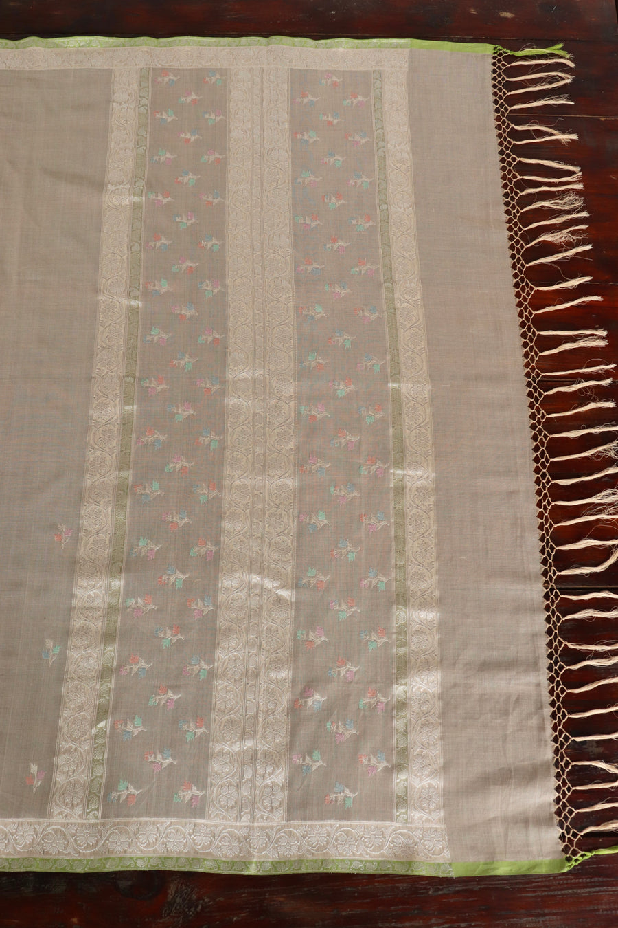 Cream Cotton Kadhua Motif Banarasi Handloom Saree