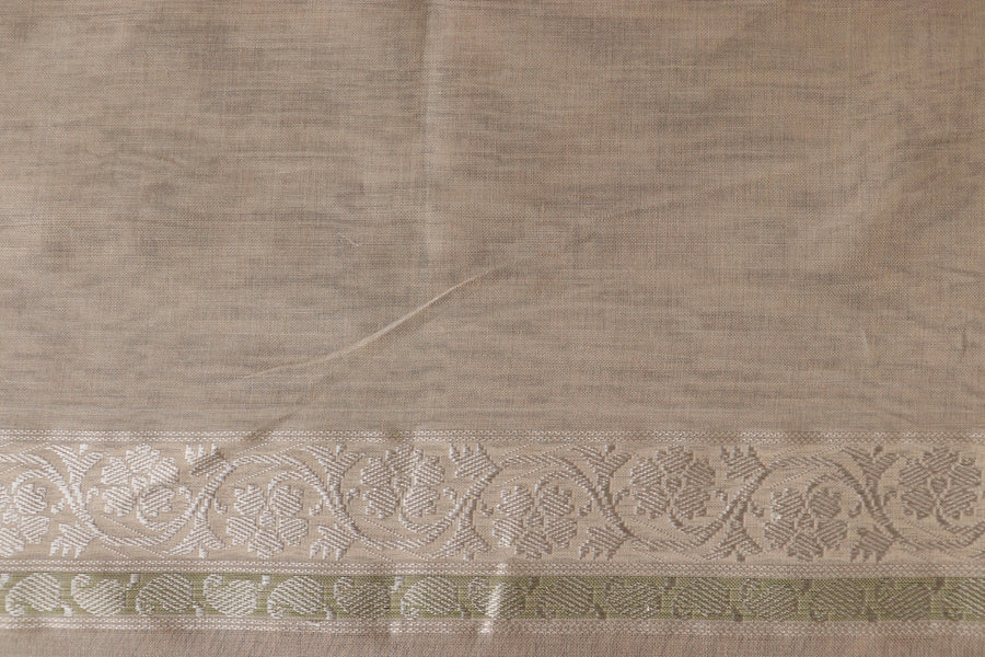 Cream Cotton Kadhua Motif Banarasi Handloom Saree