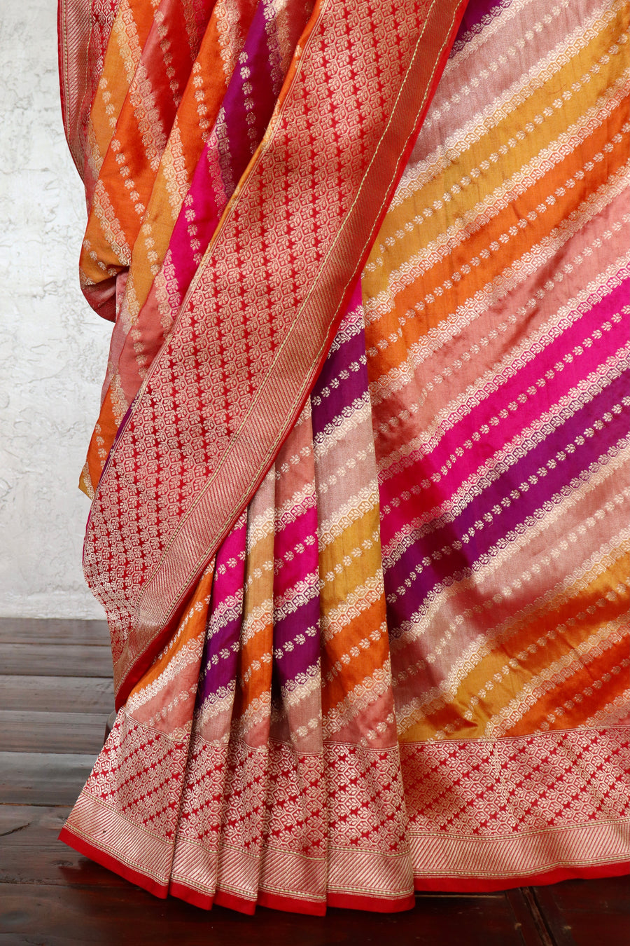 Multicolor Banarsi Rangkaat Pure Silk Saree | Stuti Weaves