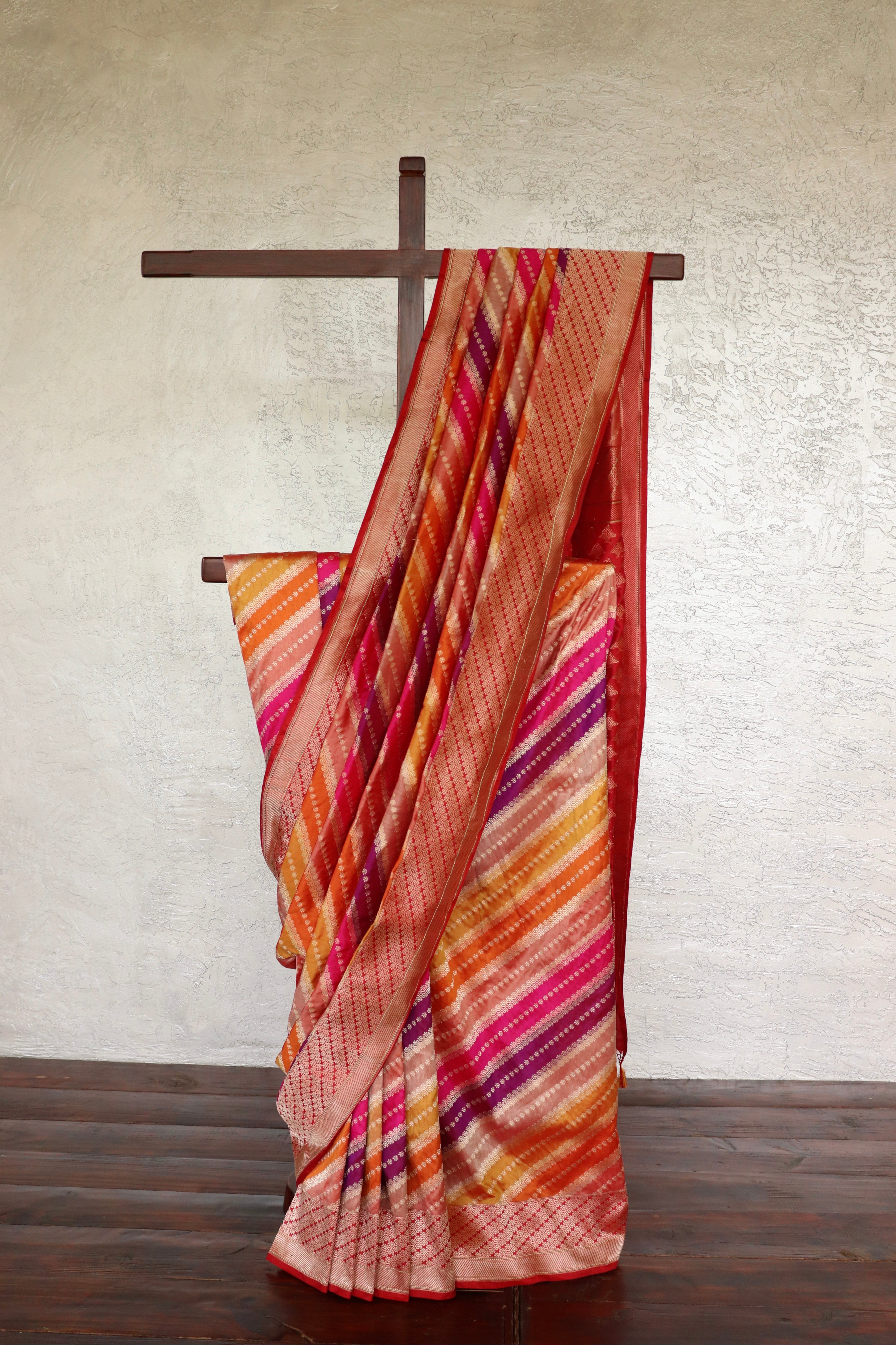 Multicolor Banarasi Rangkaat Pure Silk Handloom Saree