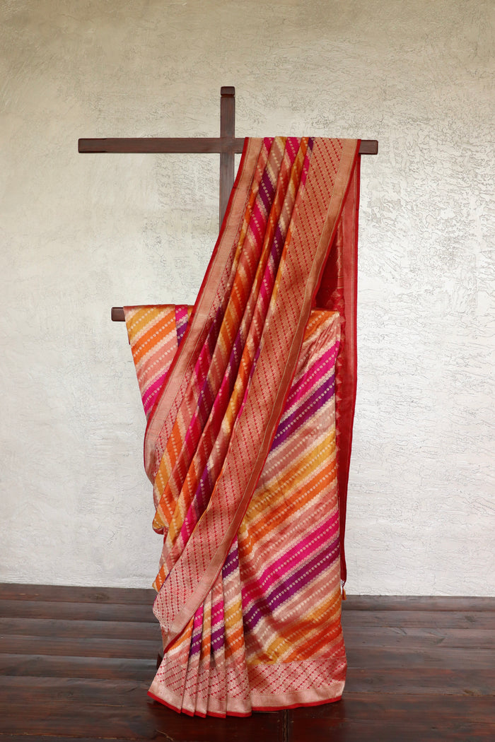 Multicolor Banarasi Rangkaat Pure Silk Handloom Saree