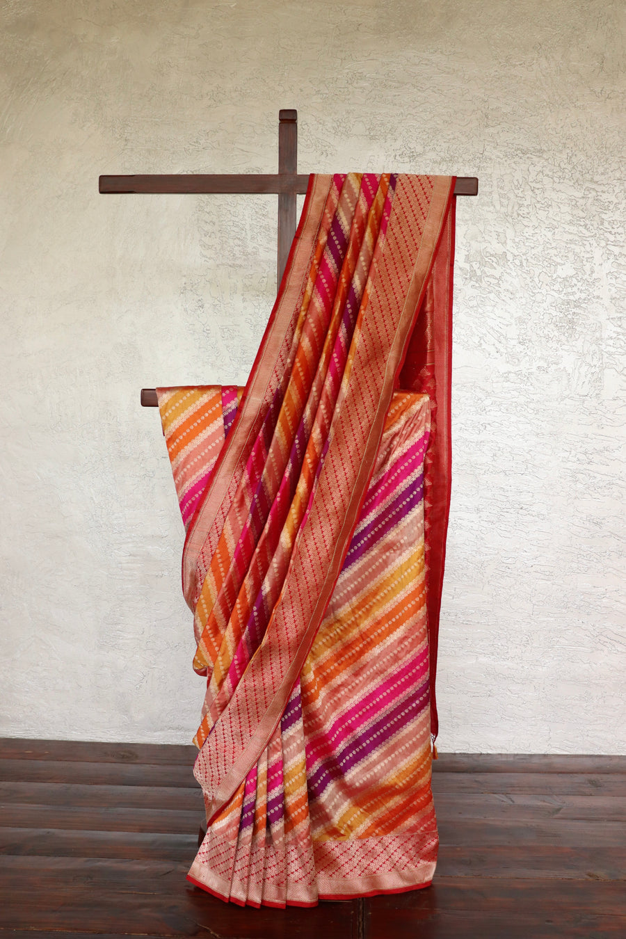 Multicolor Banarsi Rangkaat Pure Silk Saree | Stuti Weaves