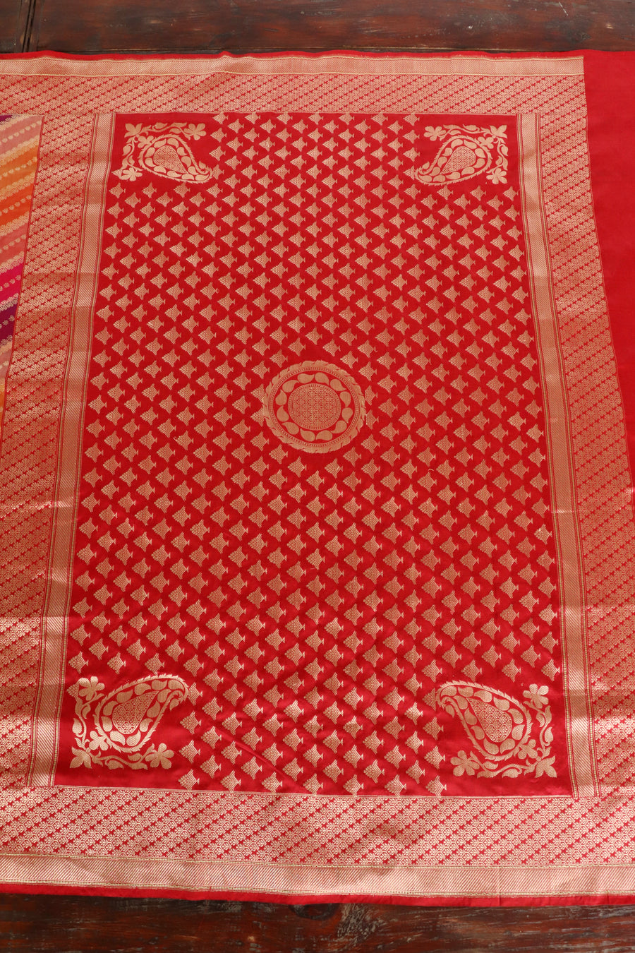 Multicolor Banarsi Rangkaat Pure Silk Saree | Stuti Weaves