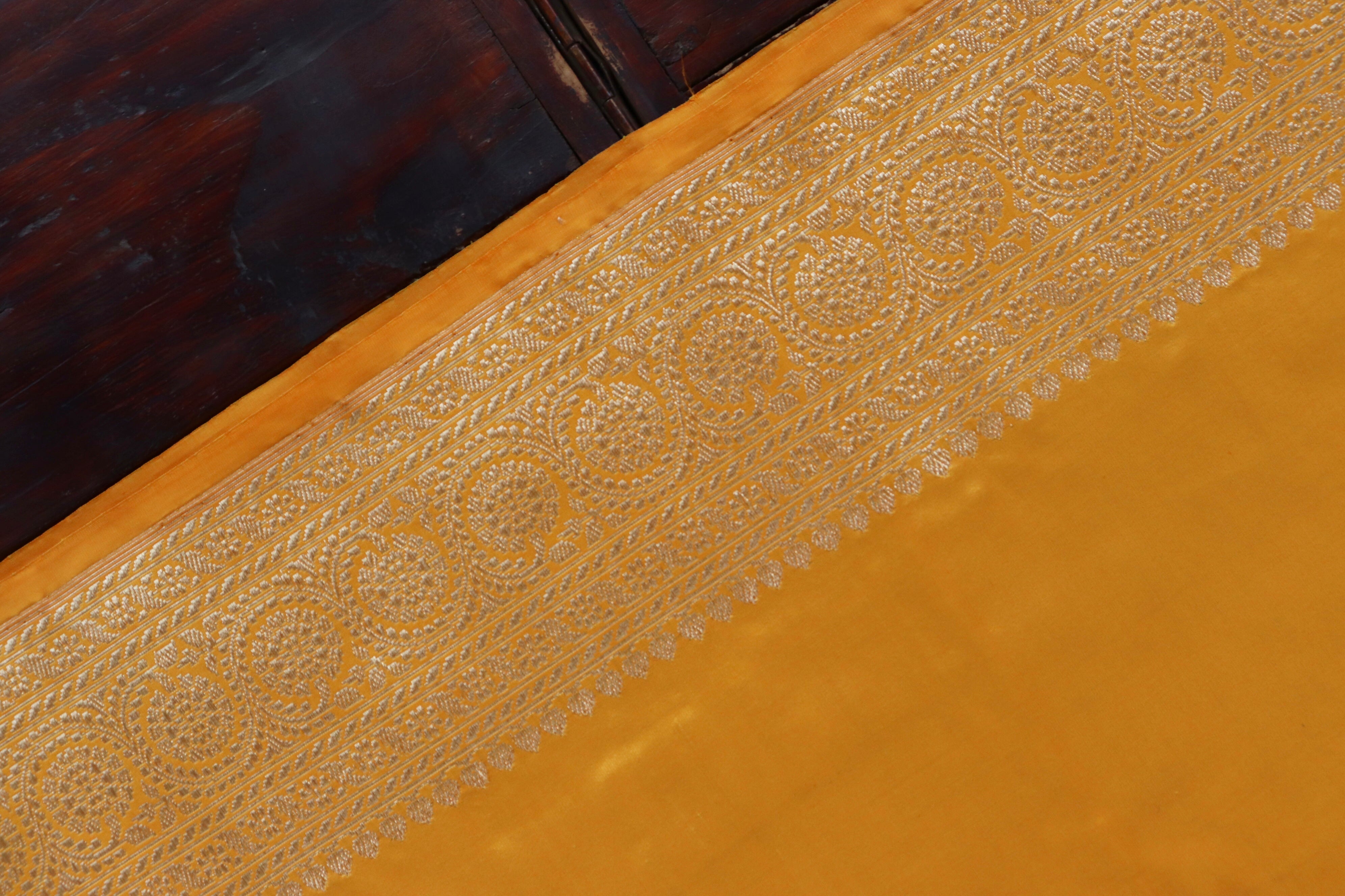 Yellow Kuniya Pure Silk Handloom Banarasi Saree