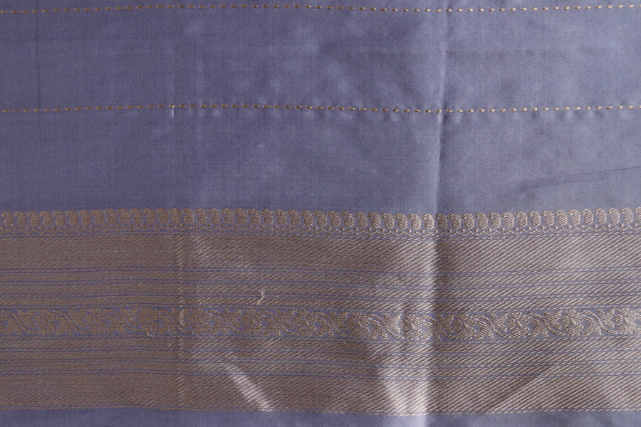 Lavender Grey Aada Jangla Pure Katan Silk Banarsi Saree