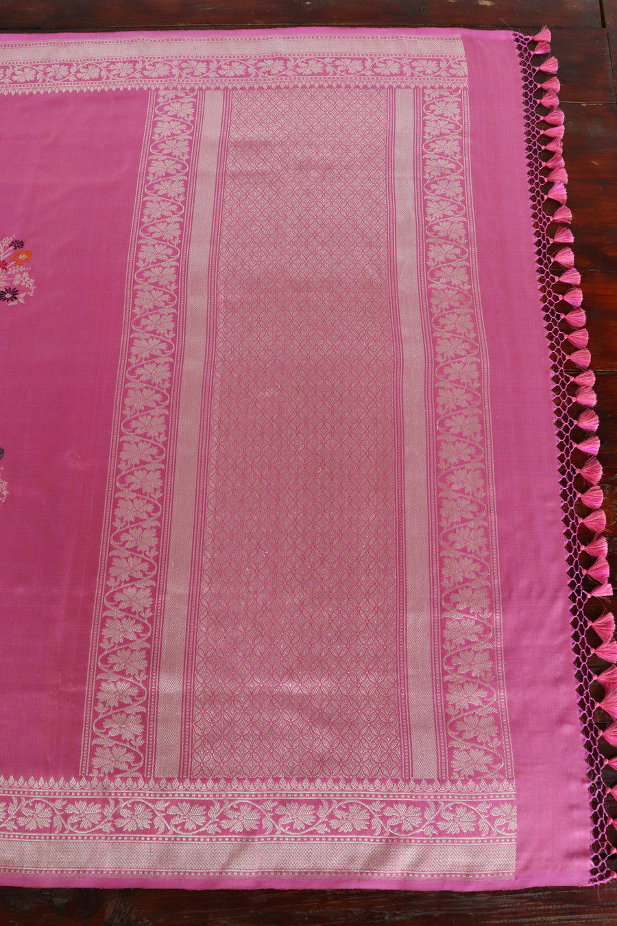 Pink Meena Guldasta Buta Motif Pure Katan Silk Handloom Saree