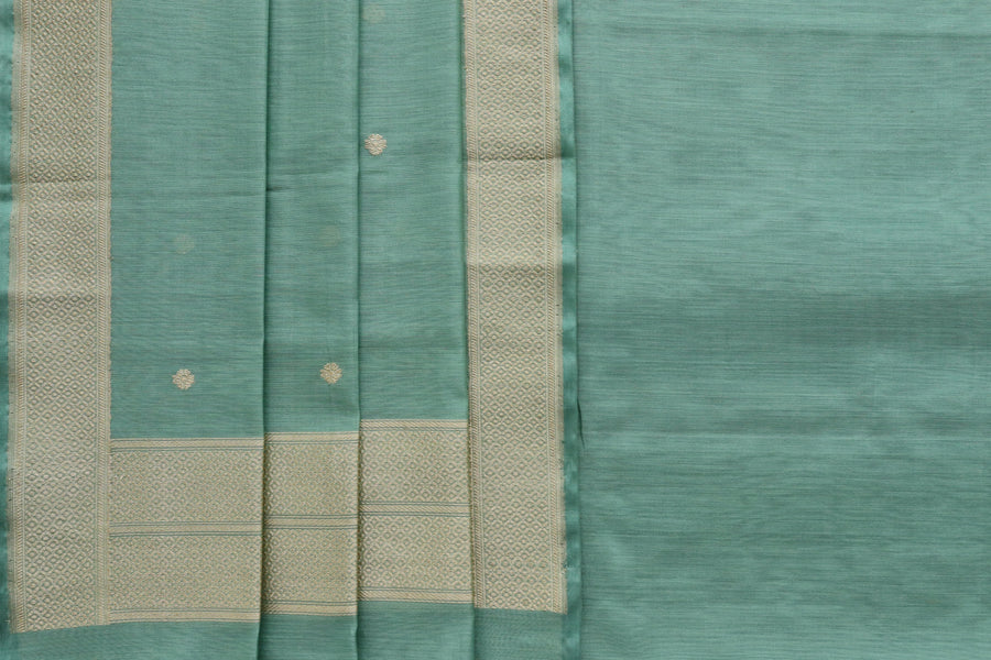 Sage Zari Yoke Silk Handloom Banarasi Suit Set