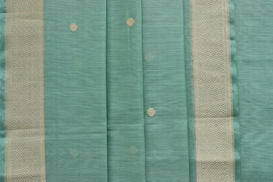 Sage Zari Yoke Silk Handloom Banarasi Suit Set