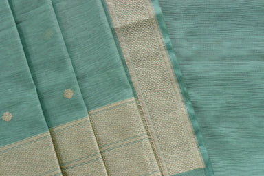 Sage Zari Yoke Silk Handloom Banarsi Suit Set | Stuti Weaves