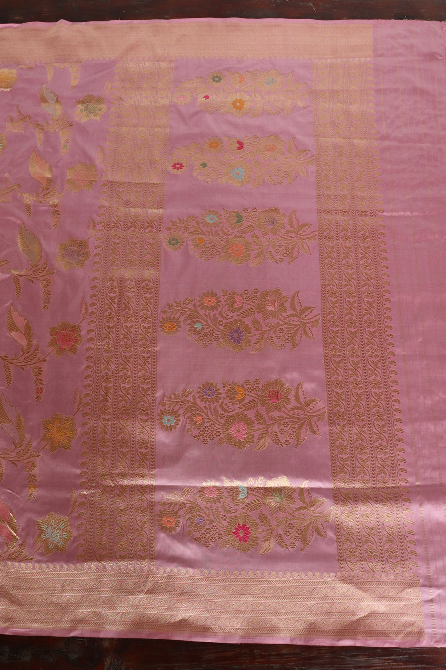 Dusty Rose Kadhua Pure Silk Kadhua Jangla Handwoven Saree