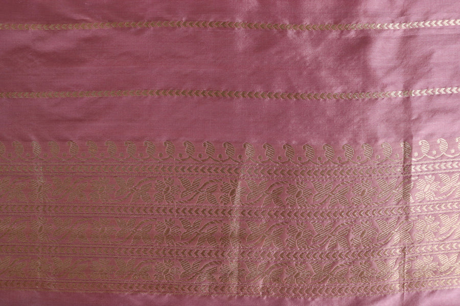 Dusty Rose Kadhua Pure Silk Kadhua Jangla Handwoven Saree