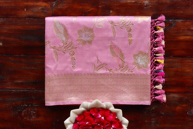Dusty Rose Kadhua Banarsi Katan Silk Saree | Stuti Weaves
