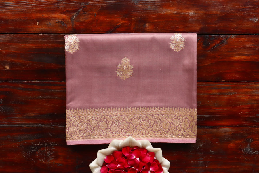 Mauve Alfi Pure Silk Handloom Banarasi Saree