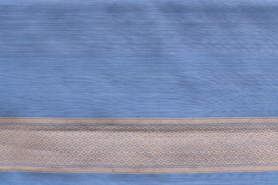 Powder Blue Zari Yoke Silk Handloom Banarasi Suit Set