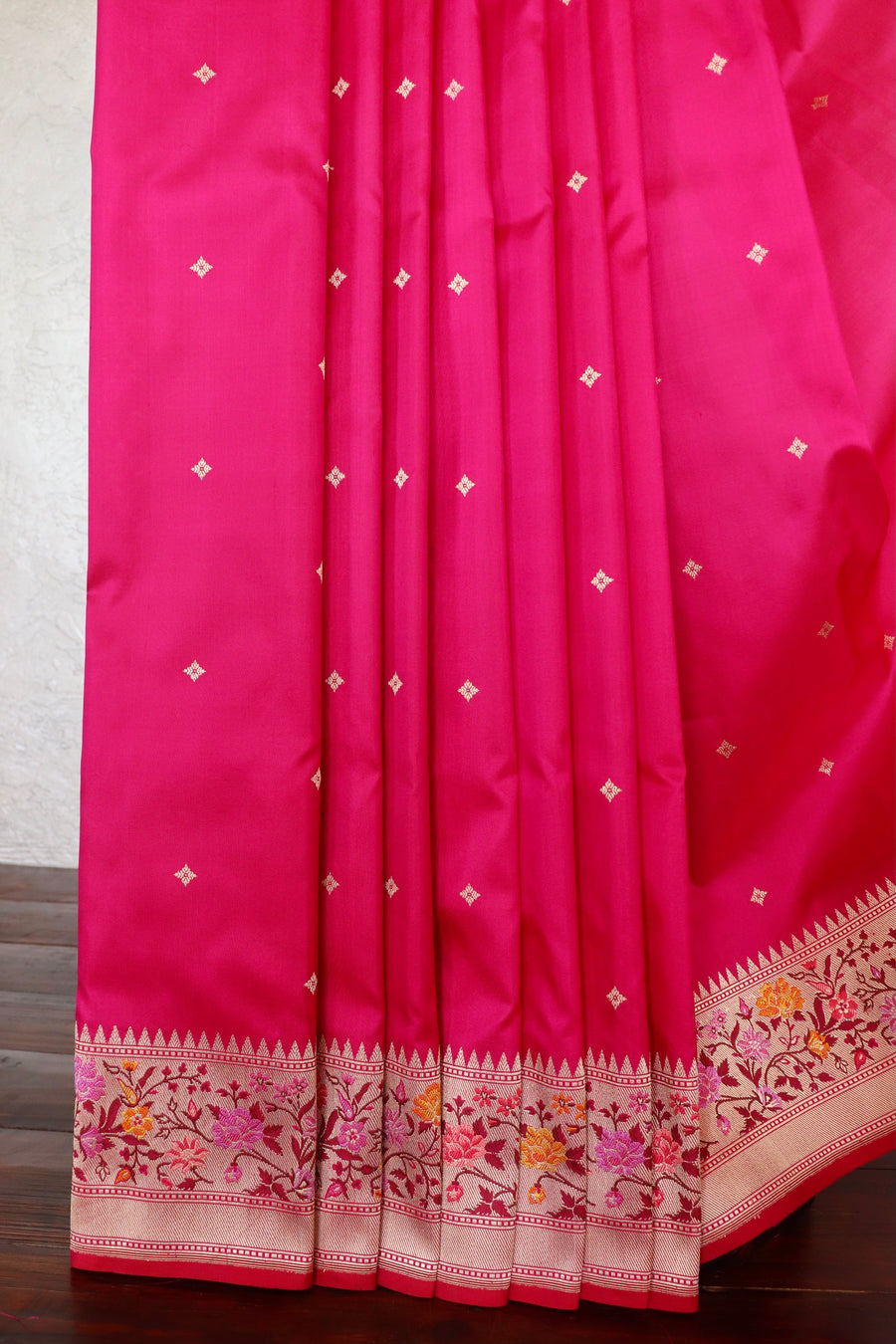 Rani Pink Meenadar Kadhua  Pure Silk Handloom Banarasi Saree