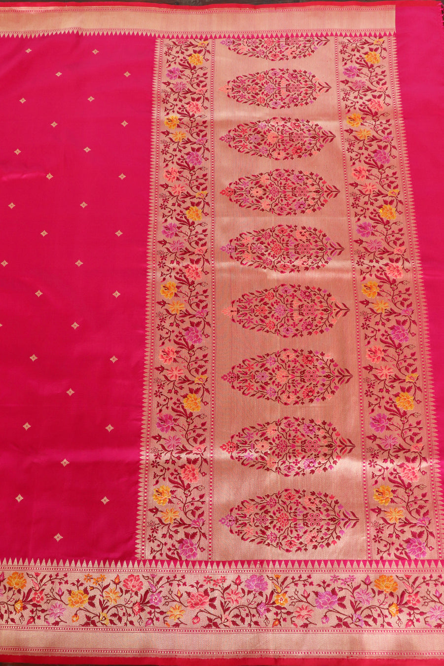 Rani Pink Meenadar Kadhua  Pure Silk Handloom Banarasi Saree