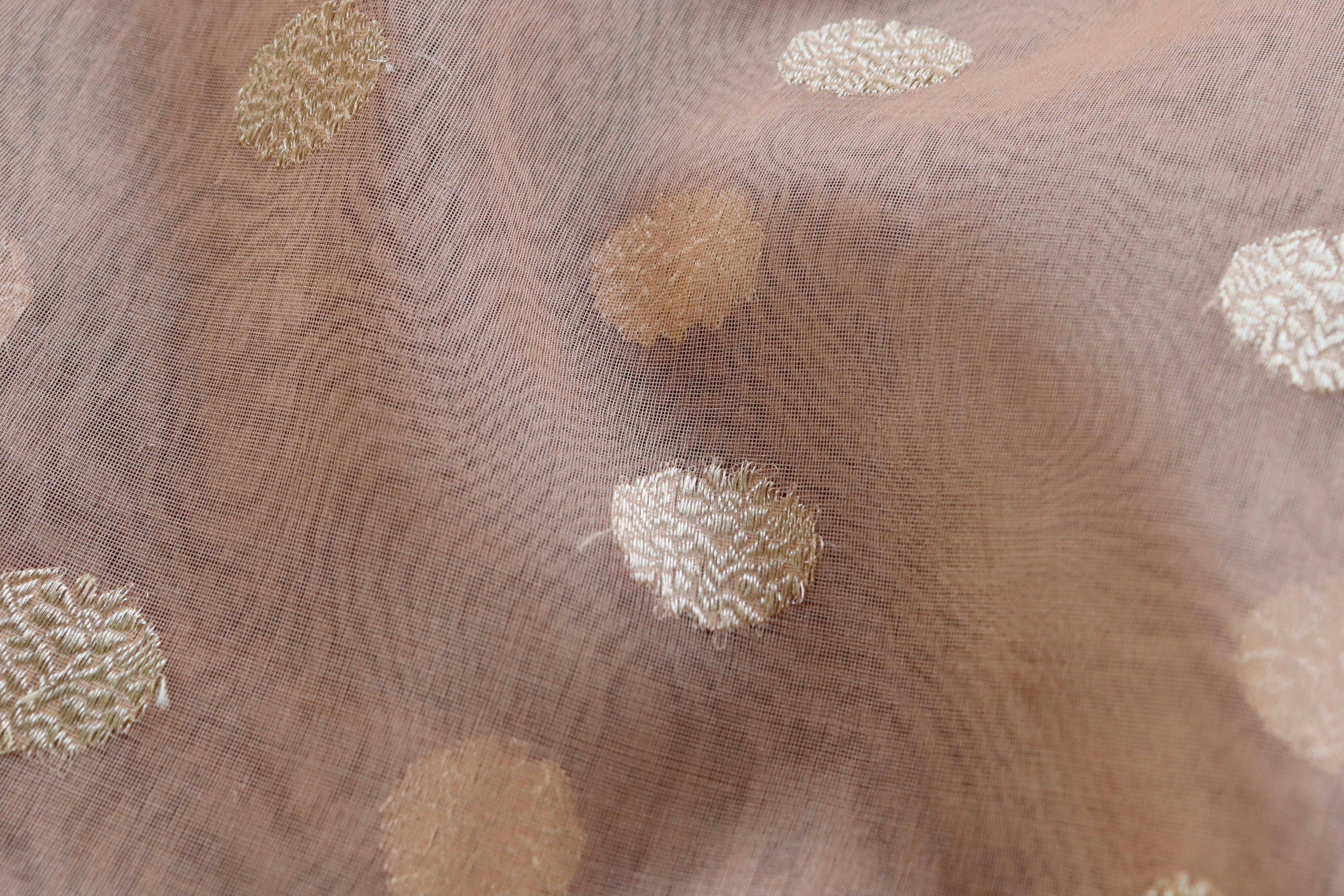 Coral Ginnie Motif Pure Silk Handloom Banarasi Saree