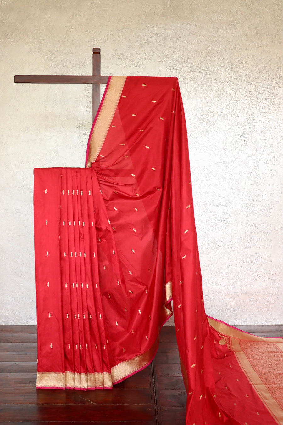 Red Kairy Kuniya Pure Kora Silk Handloom Banarasi Saree