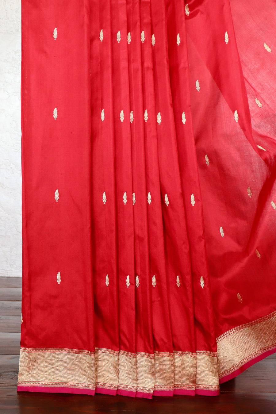 Red Kairy Kuniya Pure Kora Silk Handloom Banarasi Saree