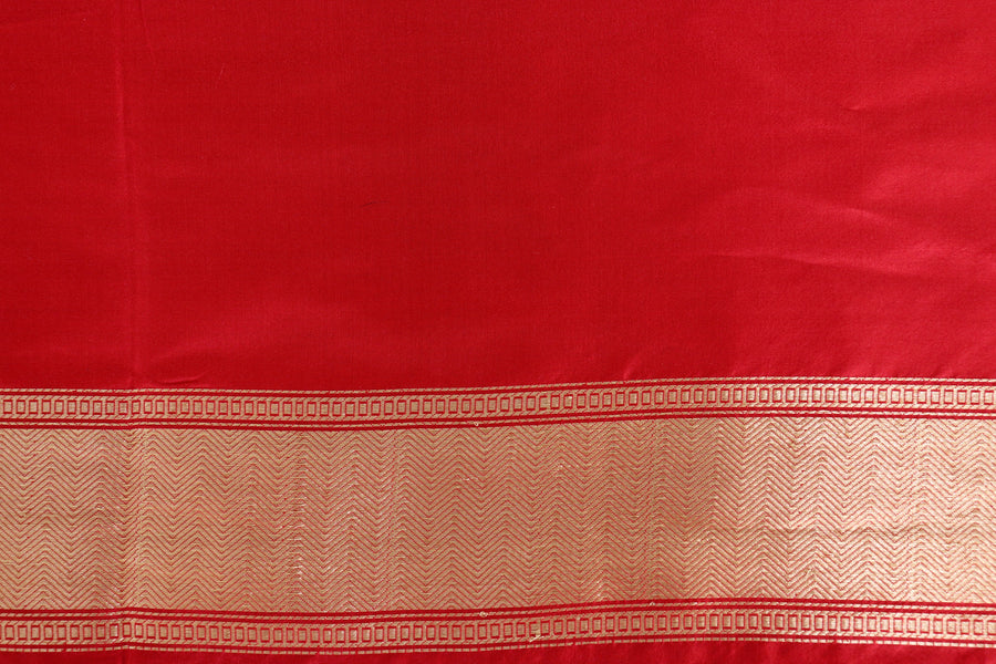 Red Kairy Kuniya Pure Kora Silk Handloom Banarasi Saree