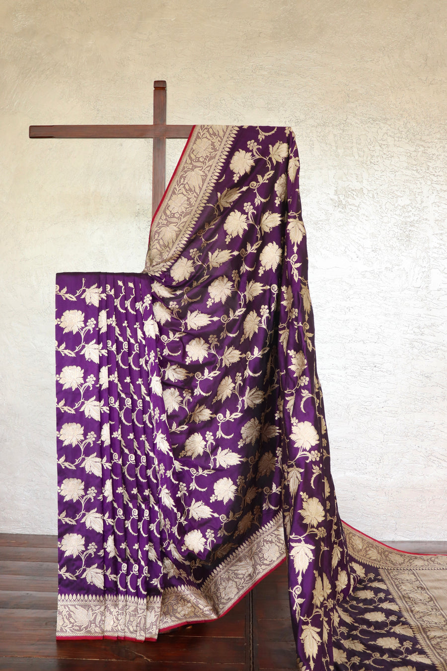 Purple Chinar Jangla Pure Silk Handloom Banarasi Saree