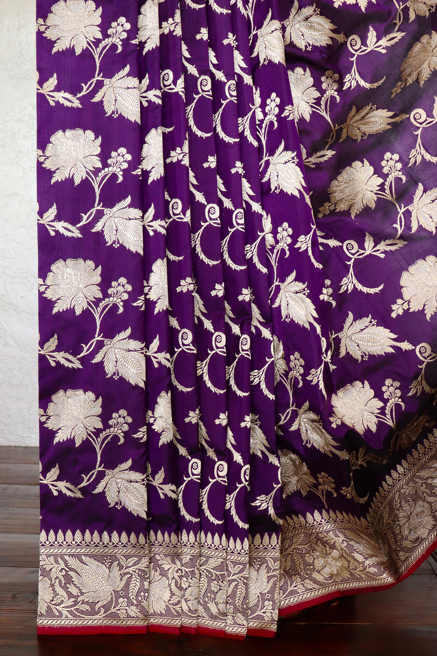 Purple Chinar Jangla Pure Silk Handloom Banarasi Saree