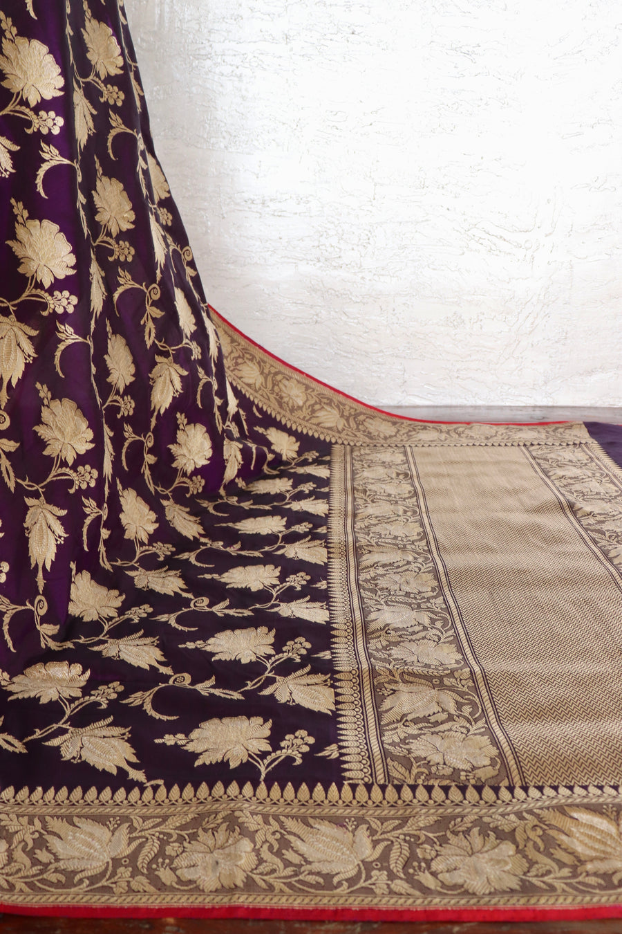 Purple Chinar Jangla Pure Silk Handloom Banarasi Saree