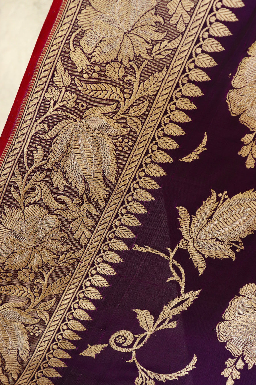 Purple Chinar Jangla Pure Silk Handloom Banarasi Saree