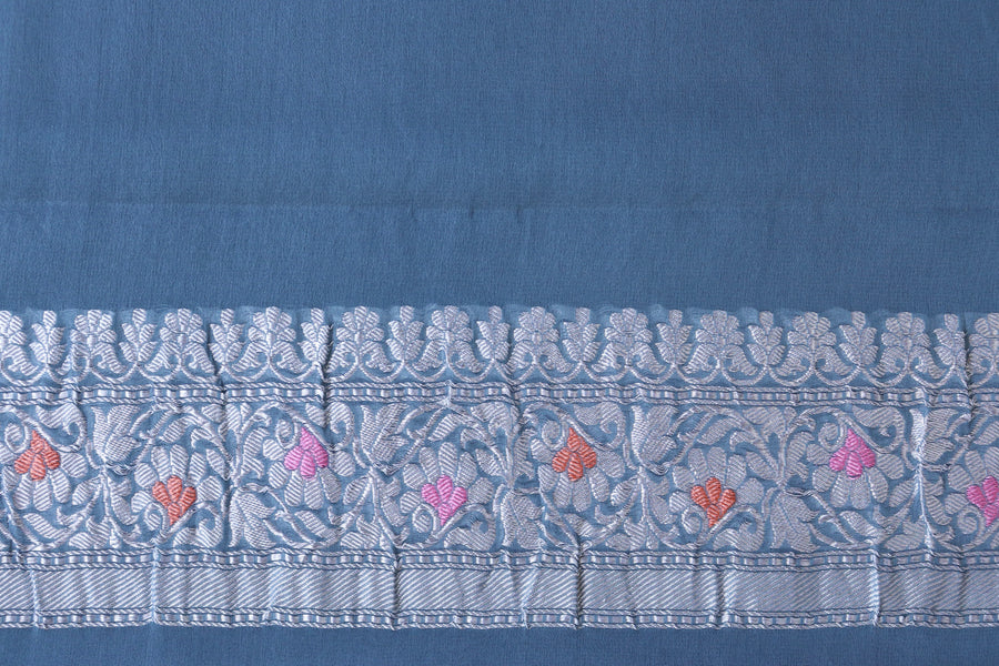 Grey Kadhua Georgette Banarasi Handloom Saree