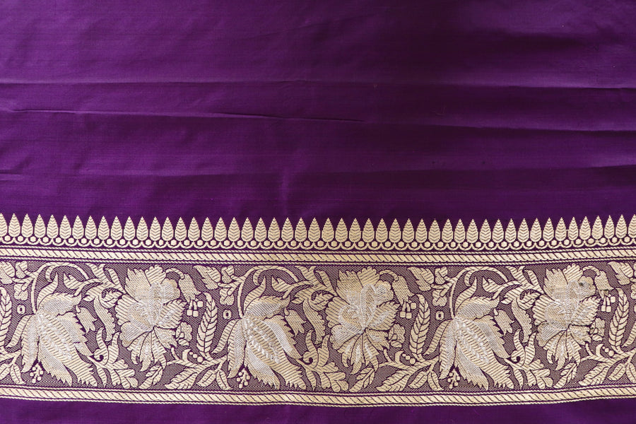 Purple Chinar Jangla Pure Silk Handloom Banarasi Saree