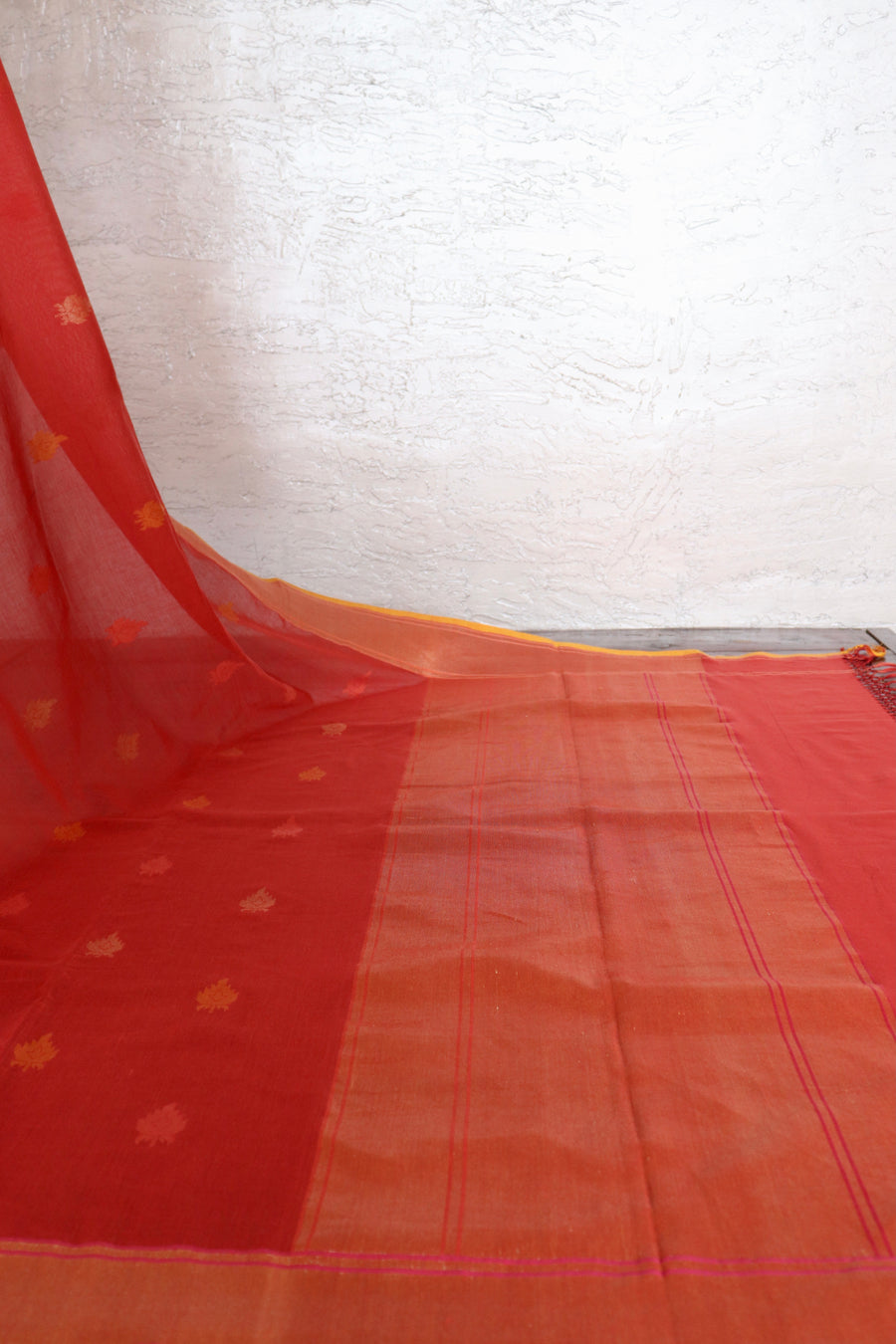 Red Cotton Banarasi Handloom Saree