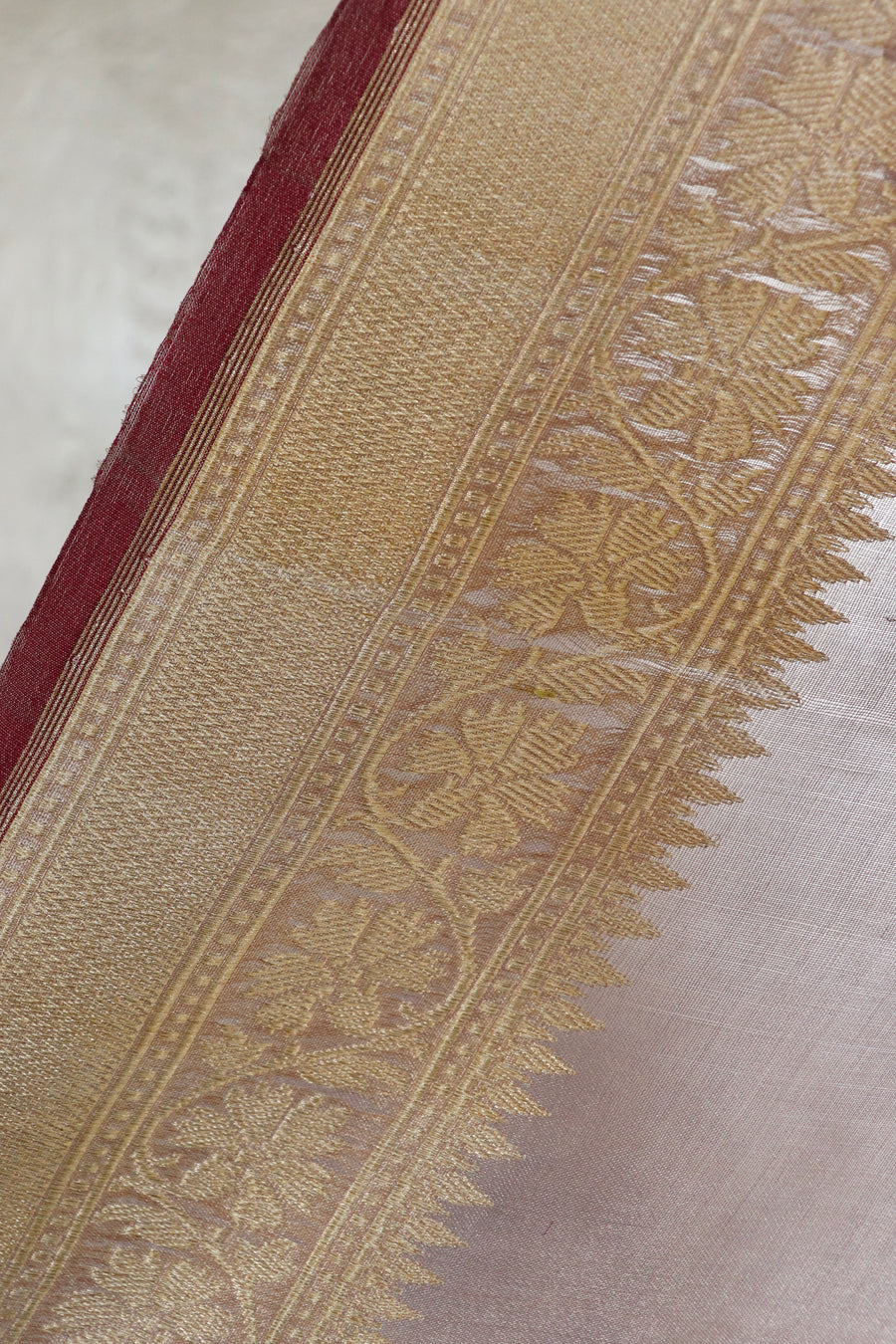 Lilac Guldasta Motif Pure Kora Silk Saree | Stuti Weaves
