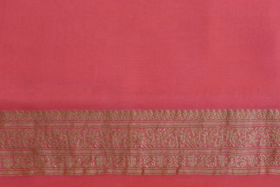 Pink Tanchoi Georgette Banarasi Handloom Saree
