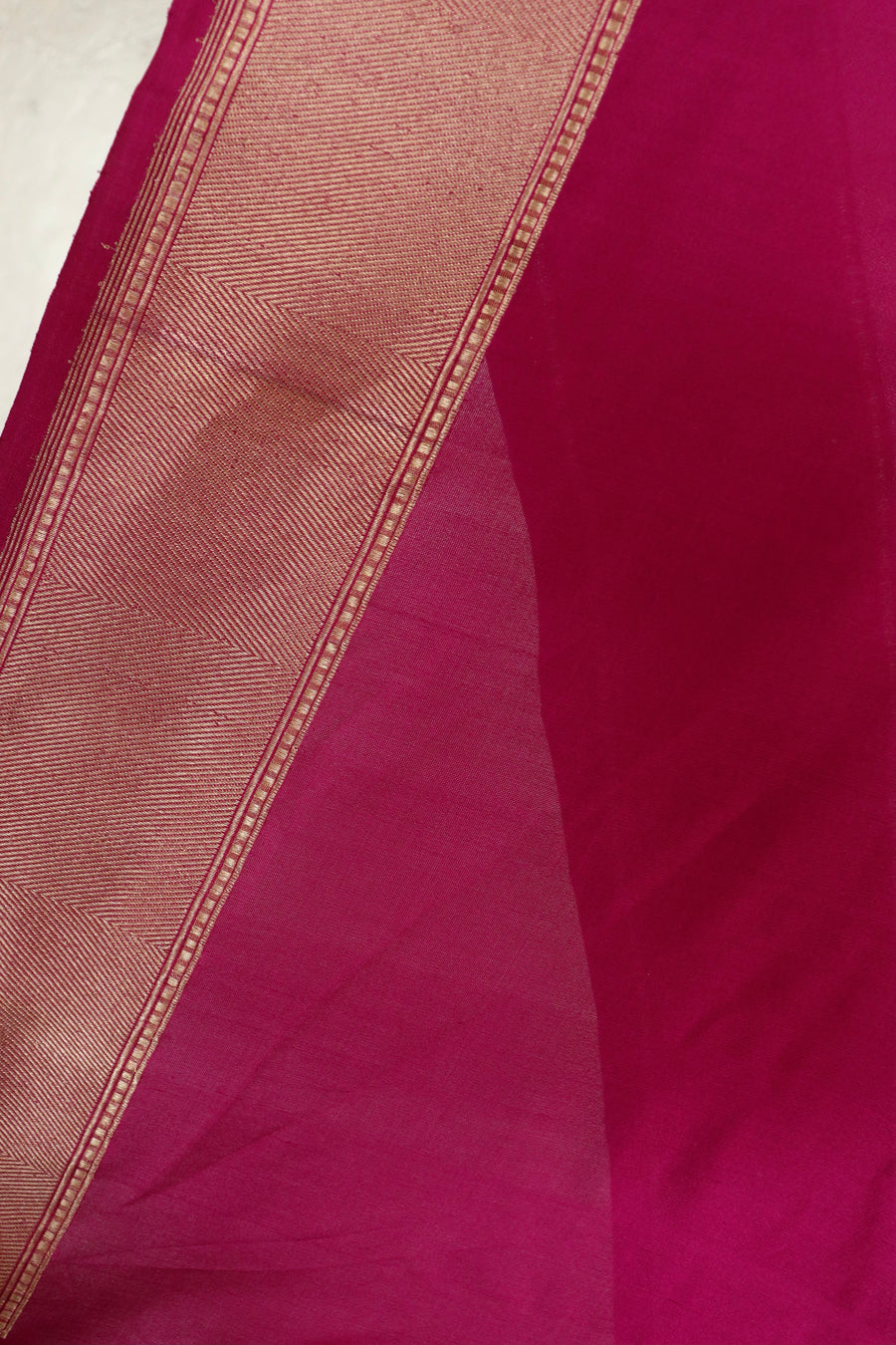 Magenta Pink Floral Border Pure Silk Banarasi Saree | Stuti Weaves