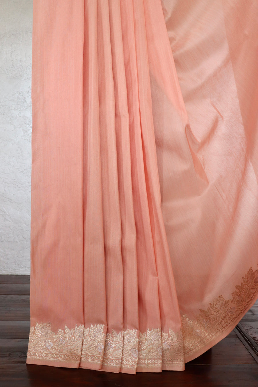 Peachy Pink Sona Rupa Pure Silk By Cotton Banarasi | Stuti Weaves