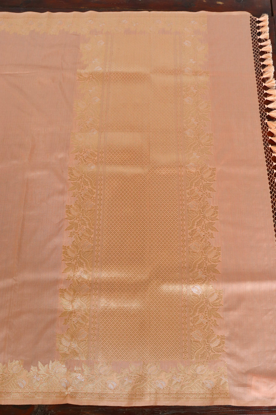 Peachy Pink Sona Rupa Pure Silk By Cotton Banarasi | Stuti Weaves
