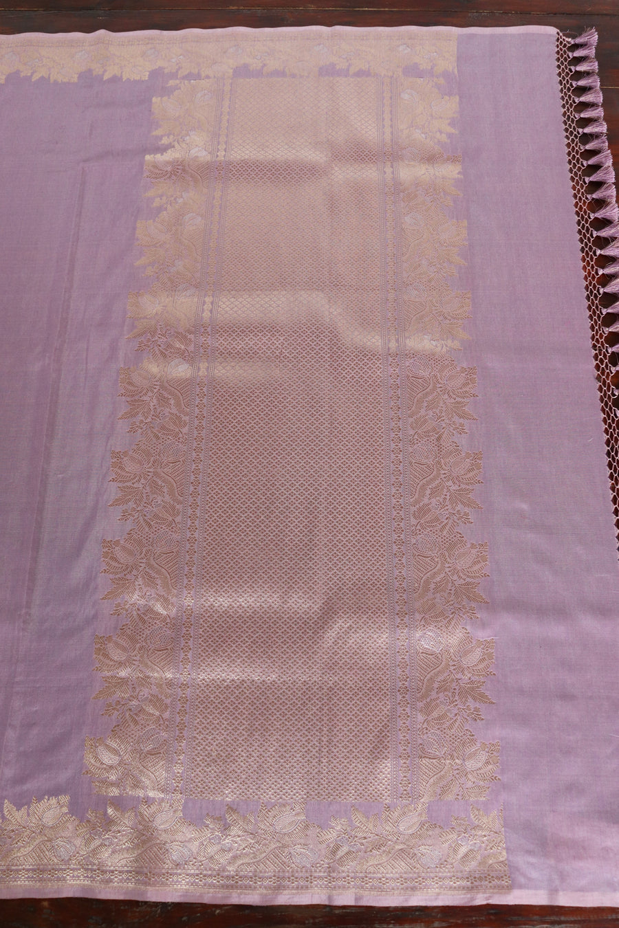 Lilac Sona Rupa Pure Silk Handloom Banarasi Saree