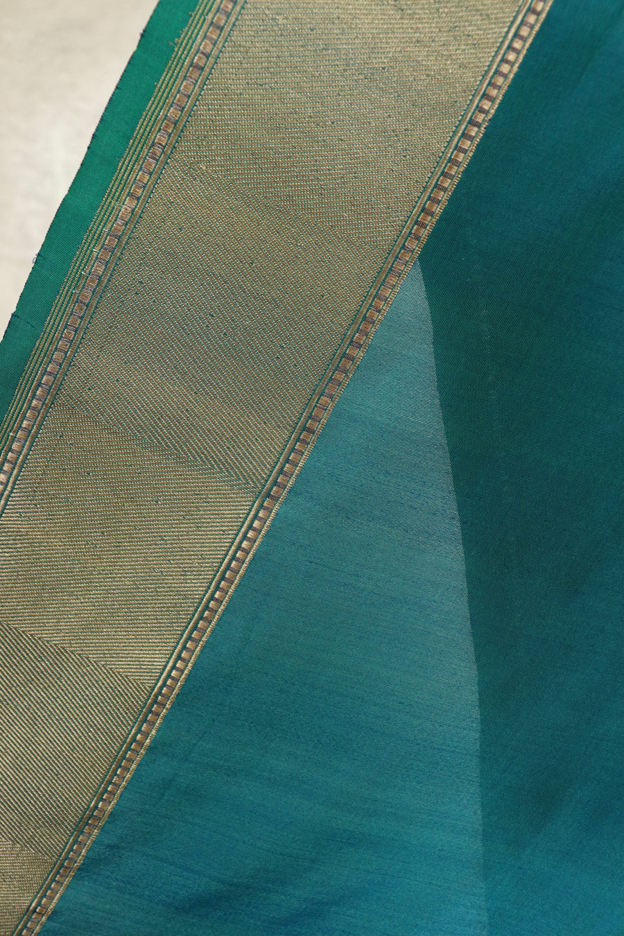 Peacock Blue Floral Border Pure Silk Banarasi Saree | Stuti Weaves