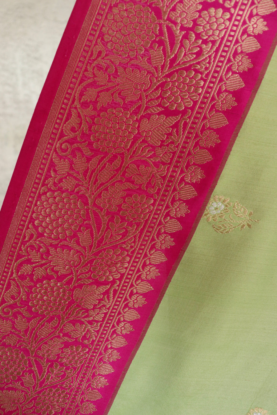 Light Green & Pink  Kadhua Pure Katan Silk Handloom Banarasi Saree