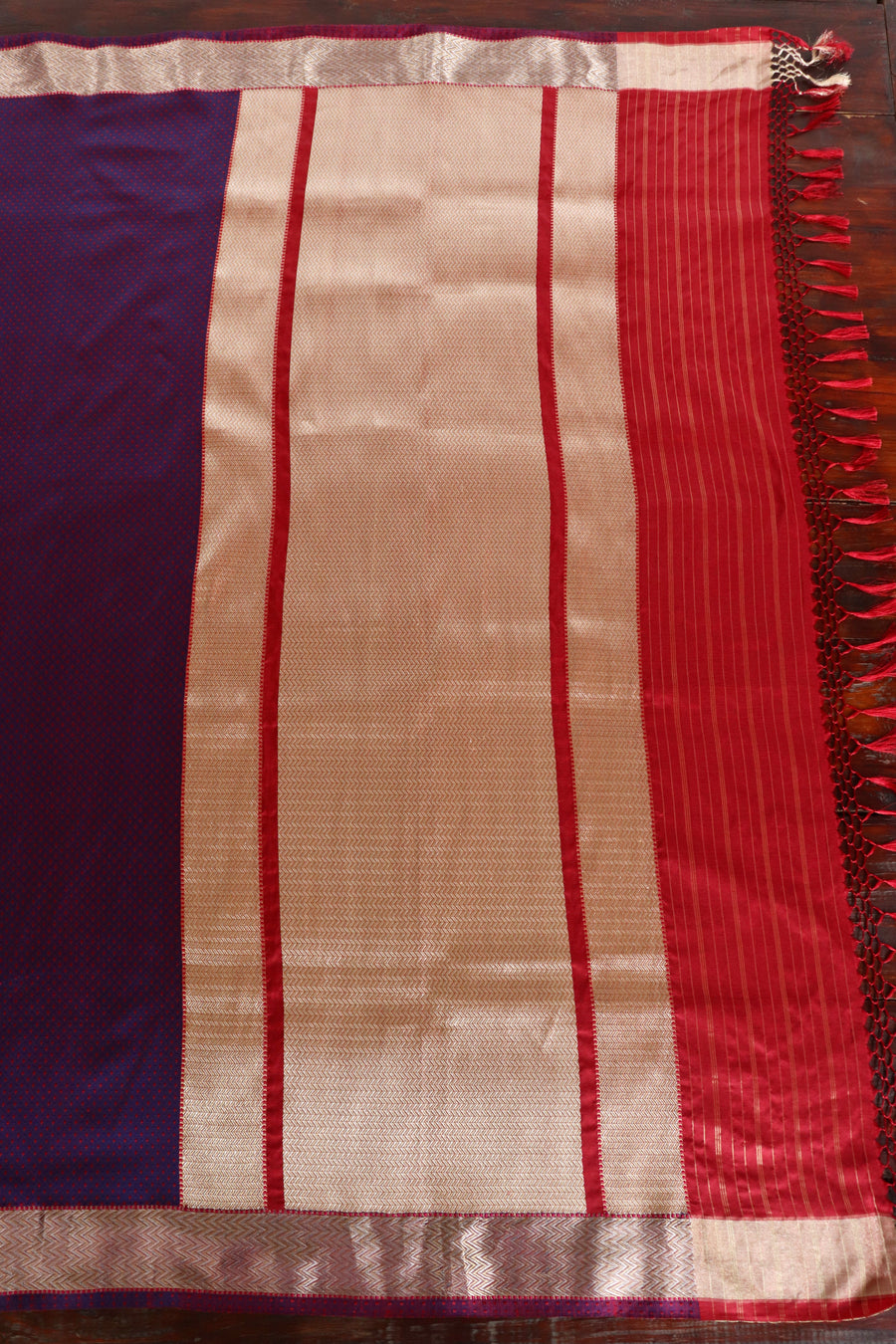 Purple & Maroon Do Rukhi Resham Handwoven Banarasi Tanchoi Silk Saree