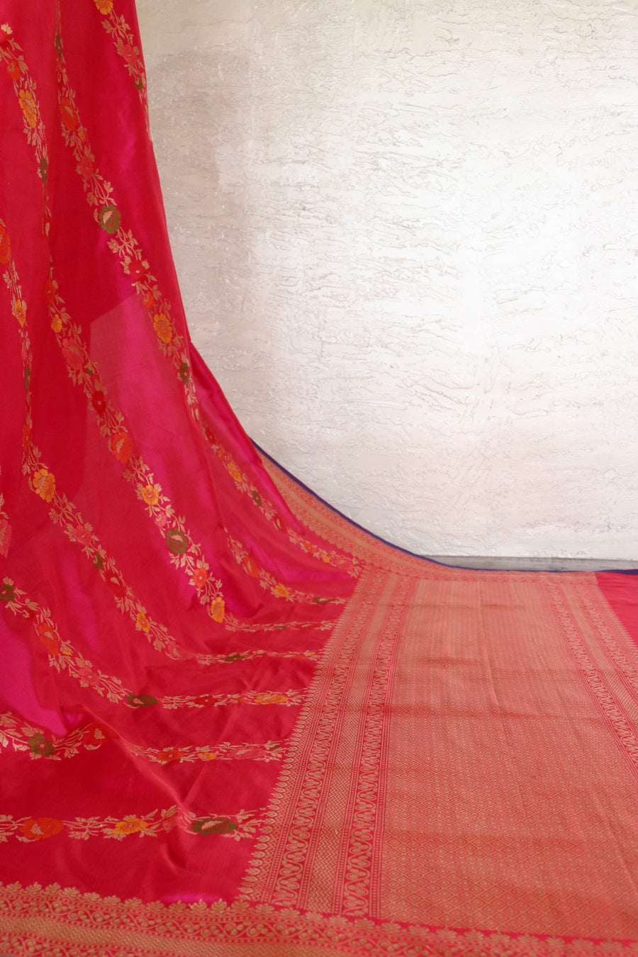 Pink Aada Jangla Pure Silk Banarasi Saree
