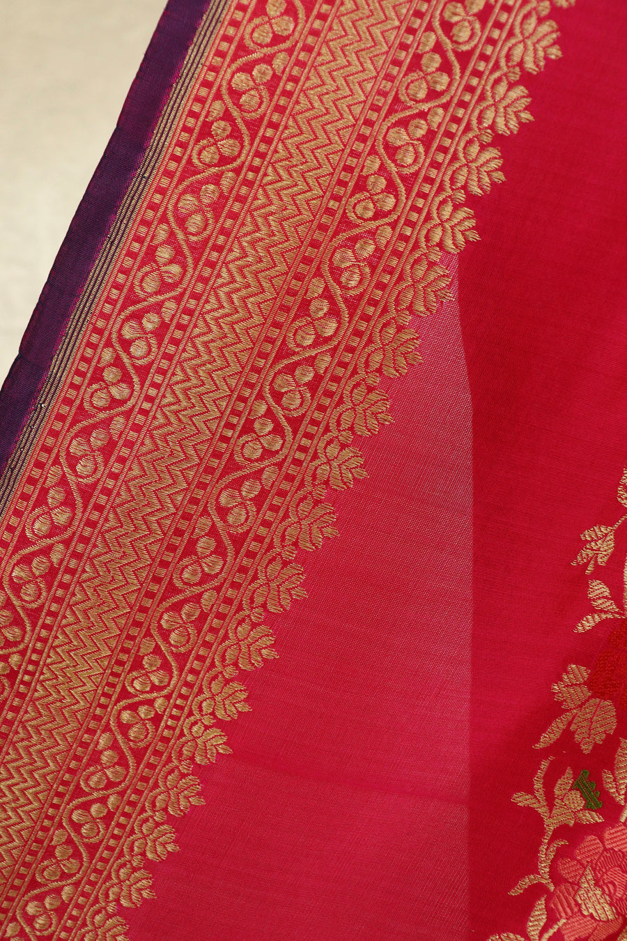 Pink Aada Jangla Pure Silk Banarasi Saree