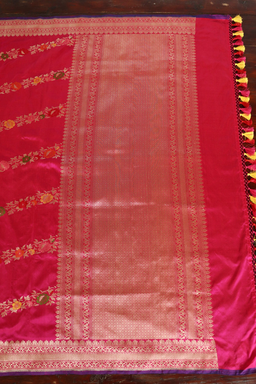 Pink Aada Jangla Pure Silk Banarasi Saree