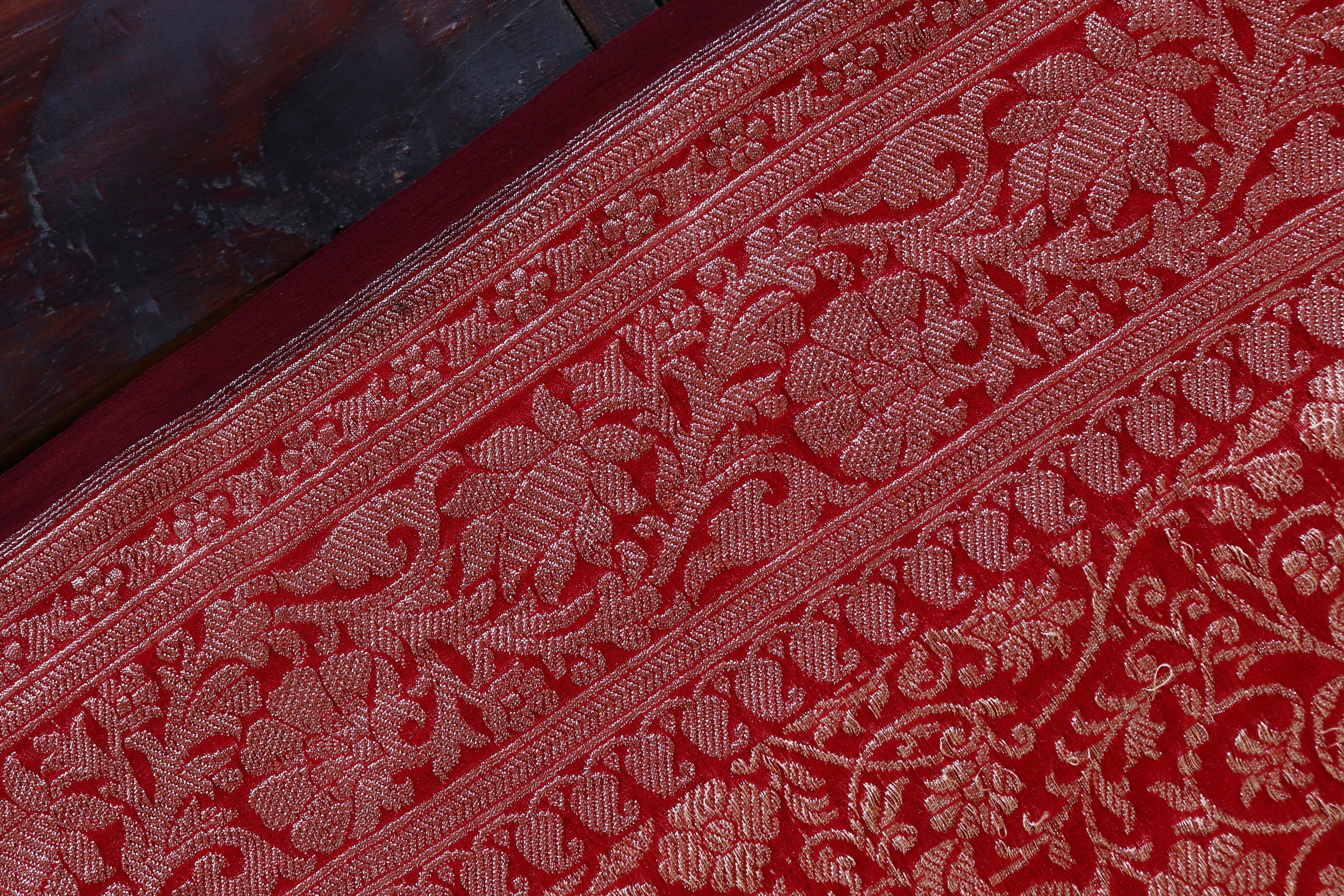 Red Handwoven Banarasi Georgette Handloom Saree