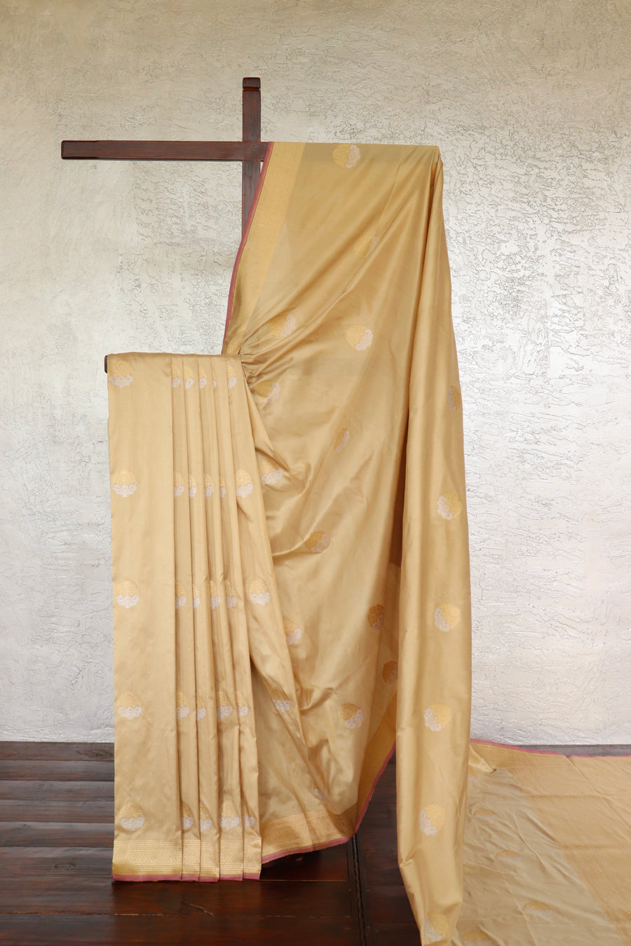 Beige Sona Rupa Pure Silk Banarasi Saree | Stuti Weaves