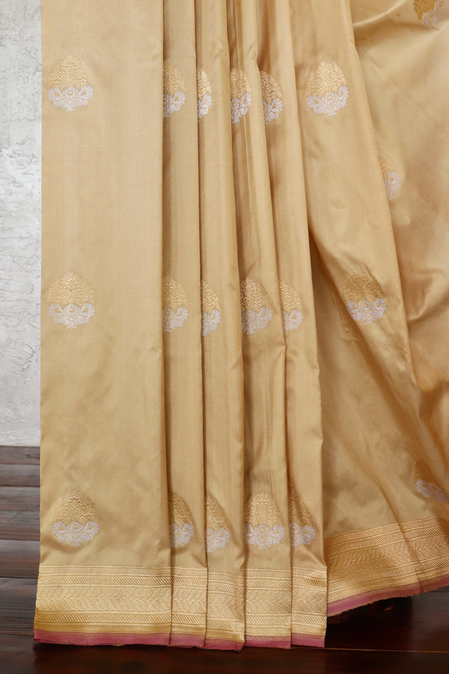 Beige Sona Rupa Pure Silk Banarasi Saree | Stuti Weaves