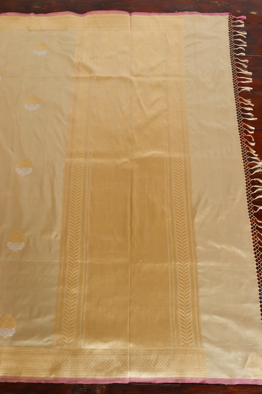 Beige Sona Rupa Pure Silk Banarasi Saree | Stuti Weaves