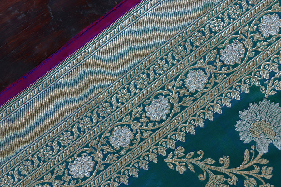 Blouse piece for Peacock Shade Zig Zag Jangla saree